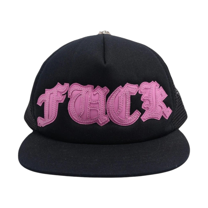 Chrome Hearts Hat Fuck Pink Leather Patch Trucker