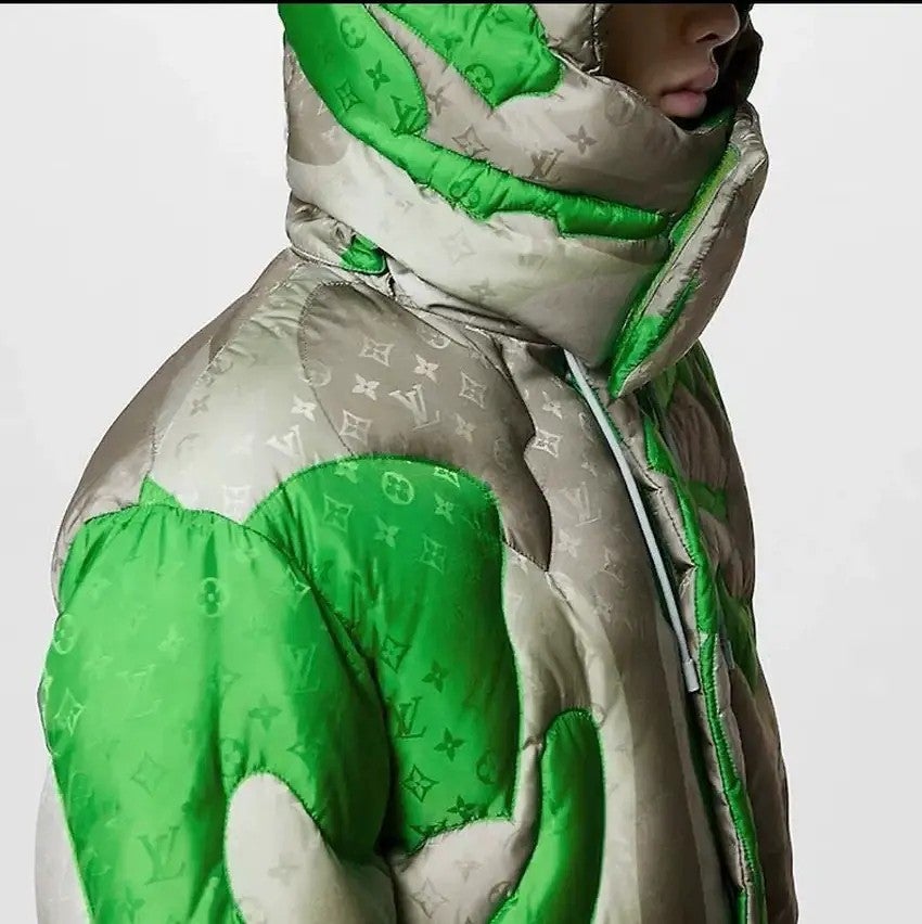 Louis Vuitton Puffer Blouson Green Patchworked Portrait