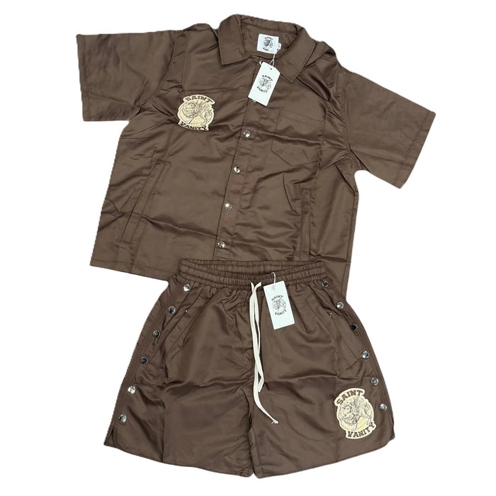 Saint Vanity Nylon Short Set Brown