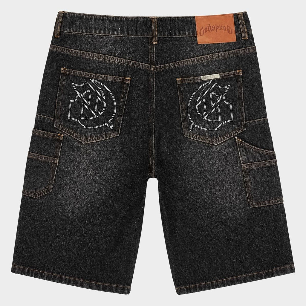 Godspeed Black Denim Shorts Twin Panel