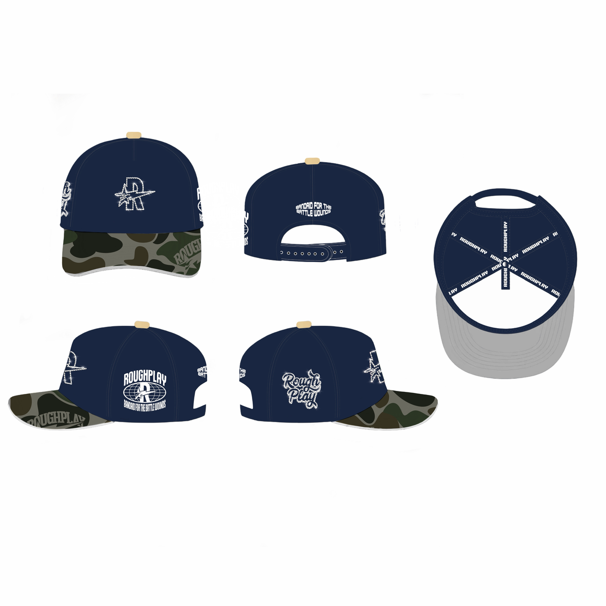 Roughplay Hat R Logo Navy Camo