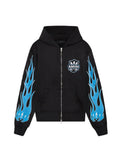 Amiri Hoodie Black MA Flames Zip Up