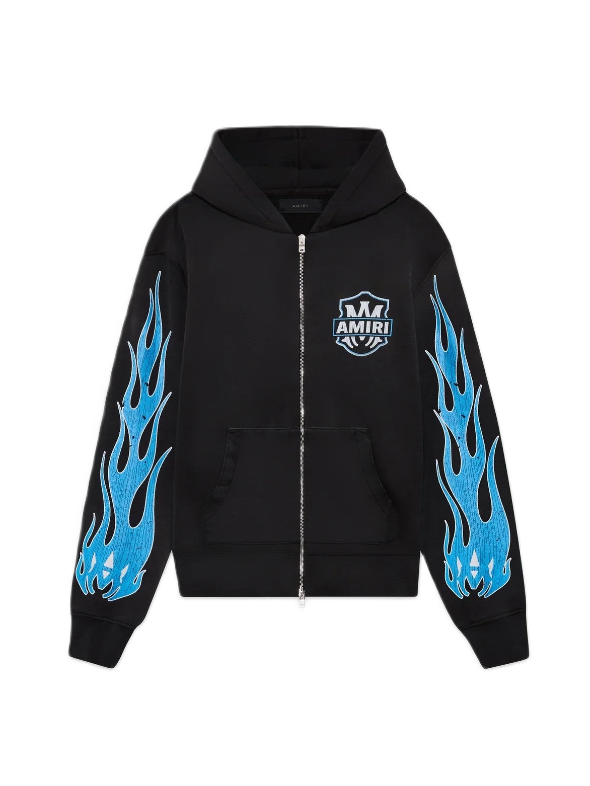 Amiri Hoodie Black MA Flames Zip Up