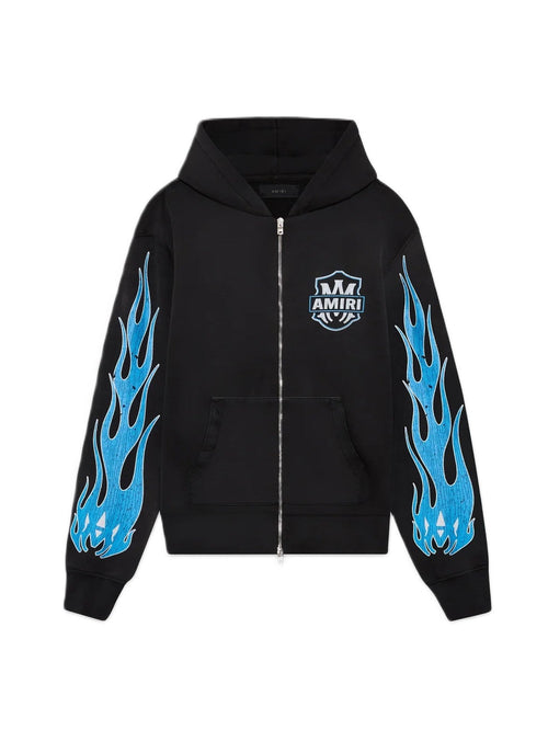 Amiri Hoodie Black MA Flames Zip Up