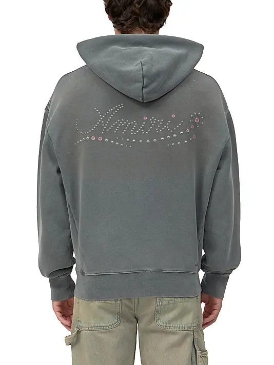 Amiri Stud Cotton Hoodie Grey