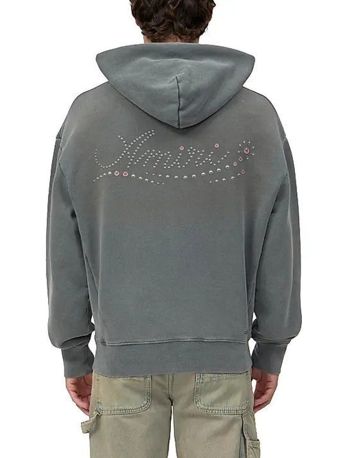 Amiri Stud Cotton Hoodie Grey