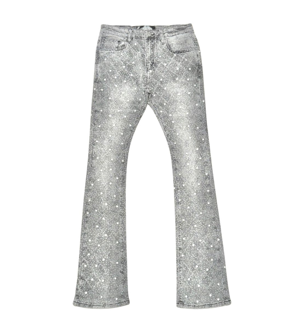 VICIOUS JEANS GREY ALL AROUND RHINESTONE FLARE VC510