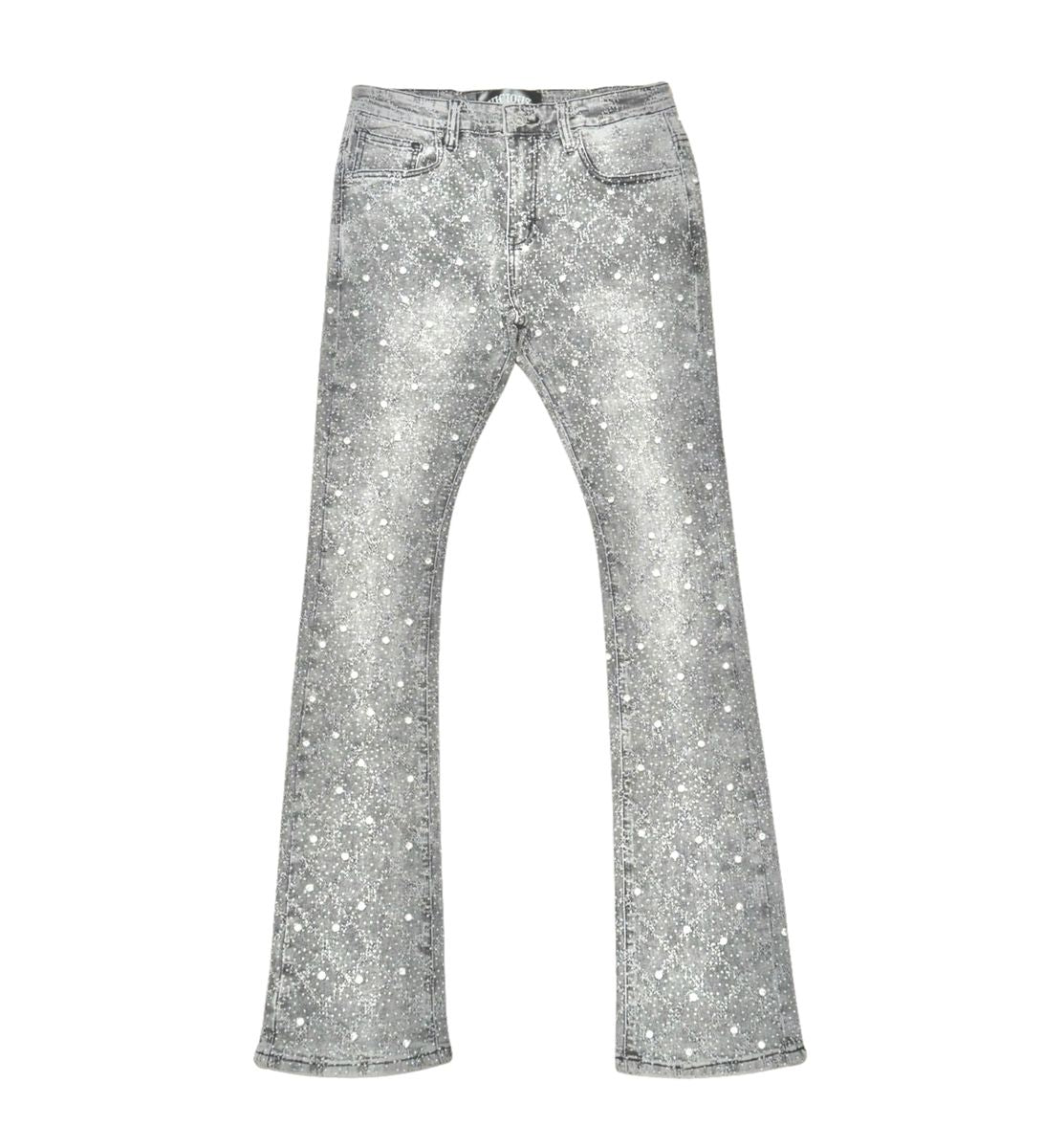 VICIOUS JEANS GREY ALL AROUND RHINESTONE FLARE VC510