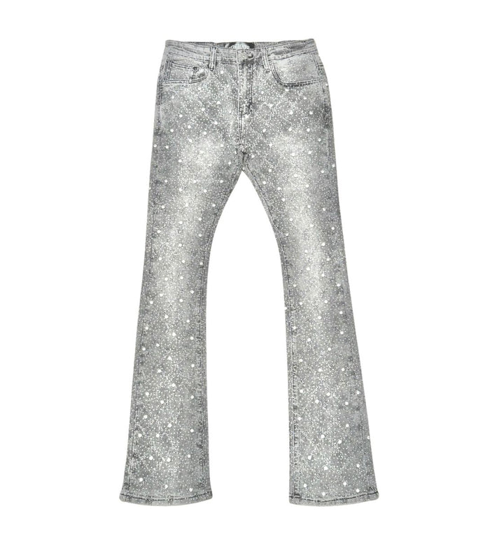 VICIOUS JEANS GREY ALL AROUND RHINESTONE FLARE VC510