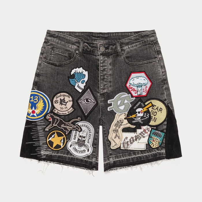 Godspeed Denim Shorts Grey Patchwork v2