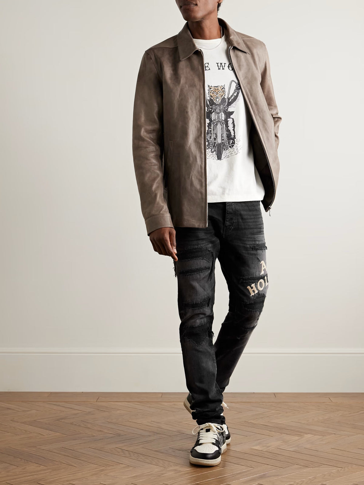 AMIRI Jeans Faded Black HOLLYWOOD REPAIRED