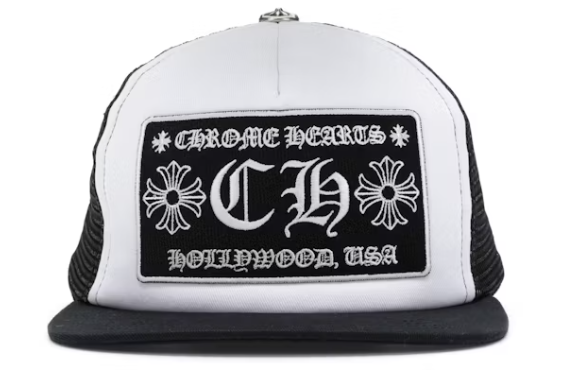 Chrome Hearts Hat CH Hollywood Trucker White Black