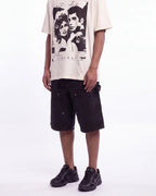 Triple Sevens Monogram Denim Shorts Black
