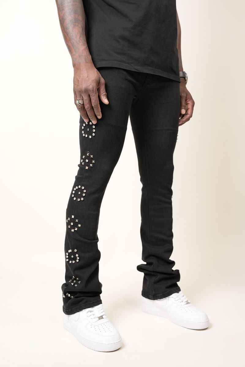 Paper Money Jeans Black Rhinestone Cowboy