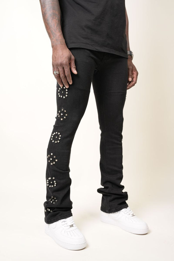 Paper Money Jeans Black Rhinestone Cowboy