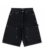 Triple Sevens Monogram Denim Shorts Black