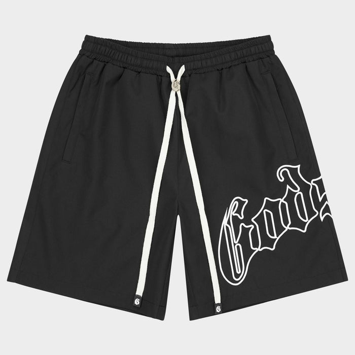 Godspeed OG Logo Nylon Shorts Black White