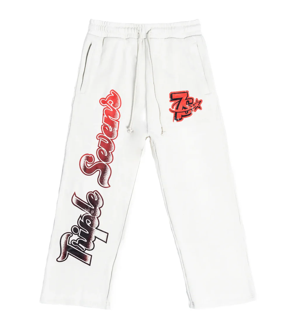 Triple Sevens Sweatpants White Red All Star