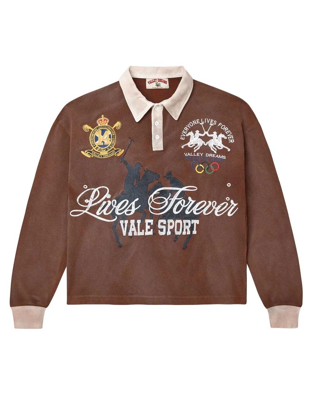 Vale Forever Tee Polo Vanderbilt Rugby Long Sleeve Brown