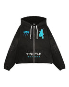 Triple Sevens Hoodie Black Blue Moto