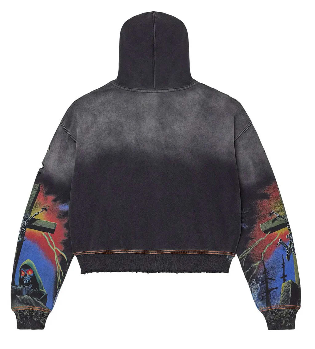 Vale Forever Hoodie Black Orange Damned Big Zip Up