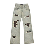 VICIOUS JEANS OIL BLUE FIT RIP & REPAIR DOUBLE WAIST VC688