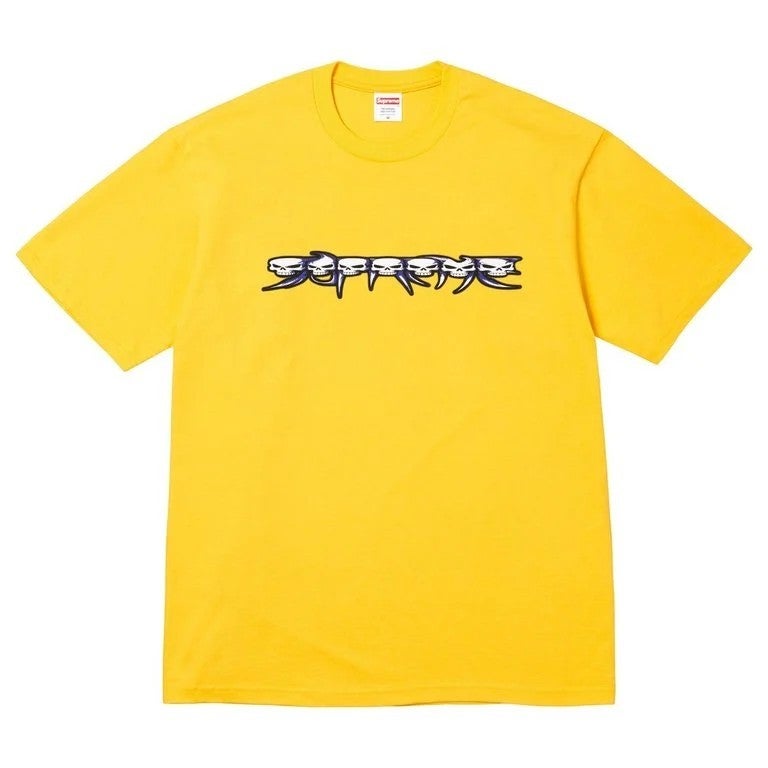 Supreme Yellow tee Skulls Spellout
