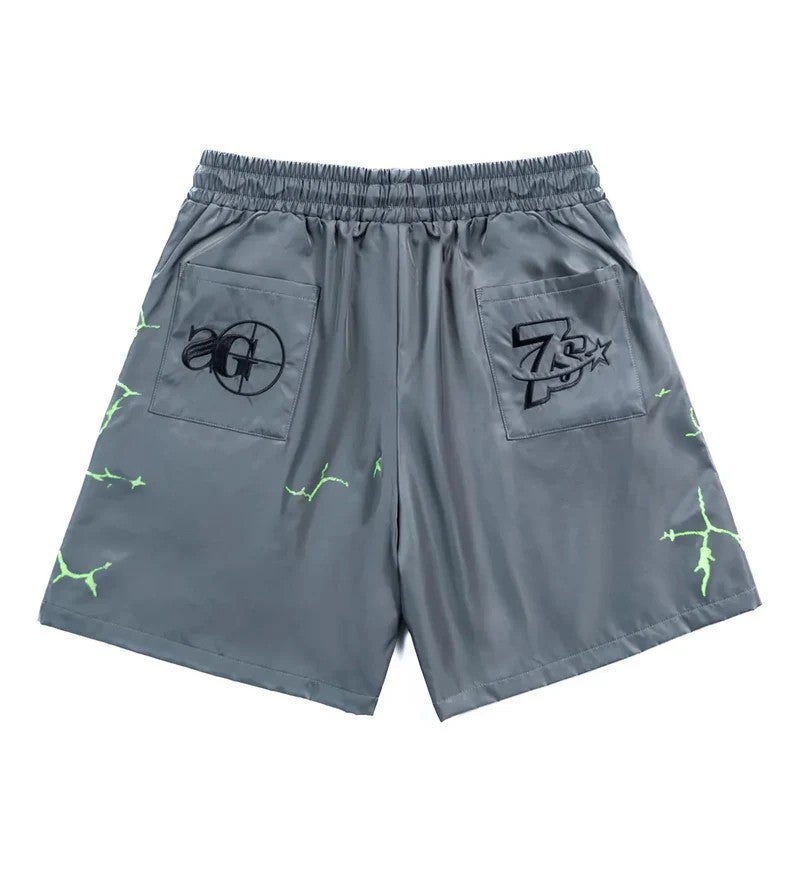 Triple Sevens Shorts Grey Green Nylon Button