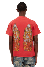 Who Decides War red Rhinestone Flame Glass Jersey Tee