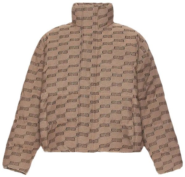 Balenciaga Puffer Jacket Monogram Beige Brown Preowned