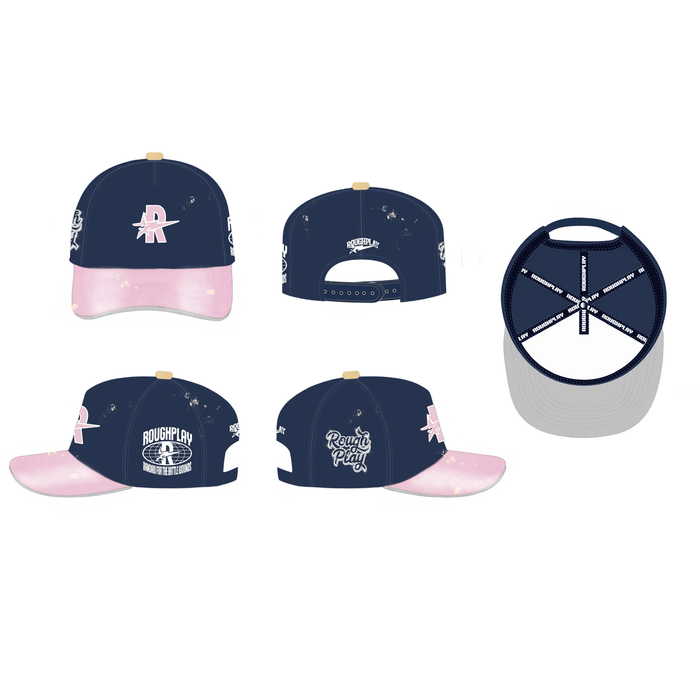 Roughplay Hat R Logo Vintage Navy Pink