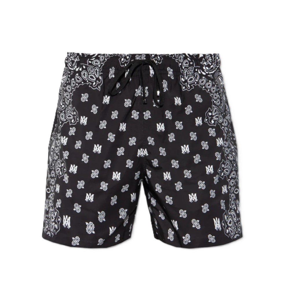 Amiri Swim Shorts Black Bandana Paisley