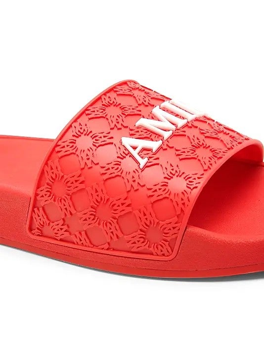 Amiri Ma Quad Logo Red White Slide Sandals