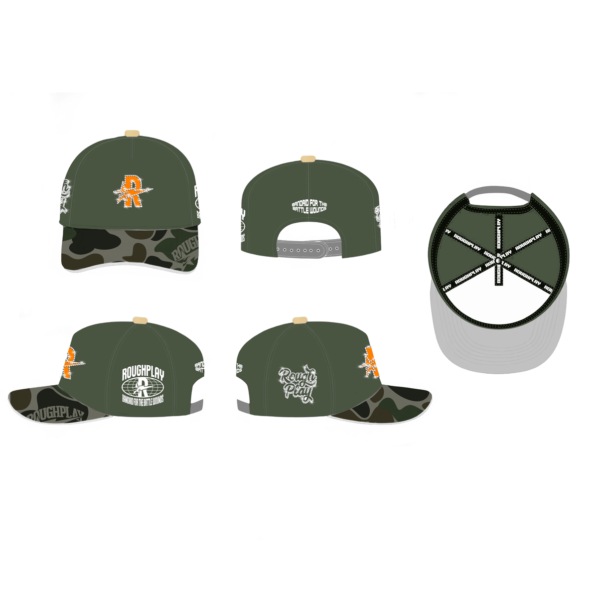 Roughplay Hat R Logo Green Camo
