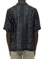 Amiri Stud Black Silk Bowling Shirt