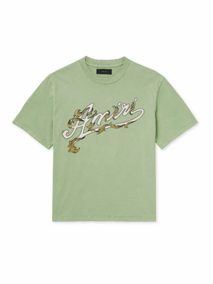 Amiri Tee Filigree Logo Green