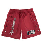 Triple Sevens Shorts Burgundy Nylon Button