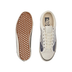 FLEX SHOP Vans Premium Old Skool LX sneakers in white with flame graphics, showing top view and gum rubber outsole.
