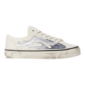 FLEX SHOP Vans Premium Old Skool LX sneakers in white leather and suede with metallic silver flame side graphics.