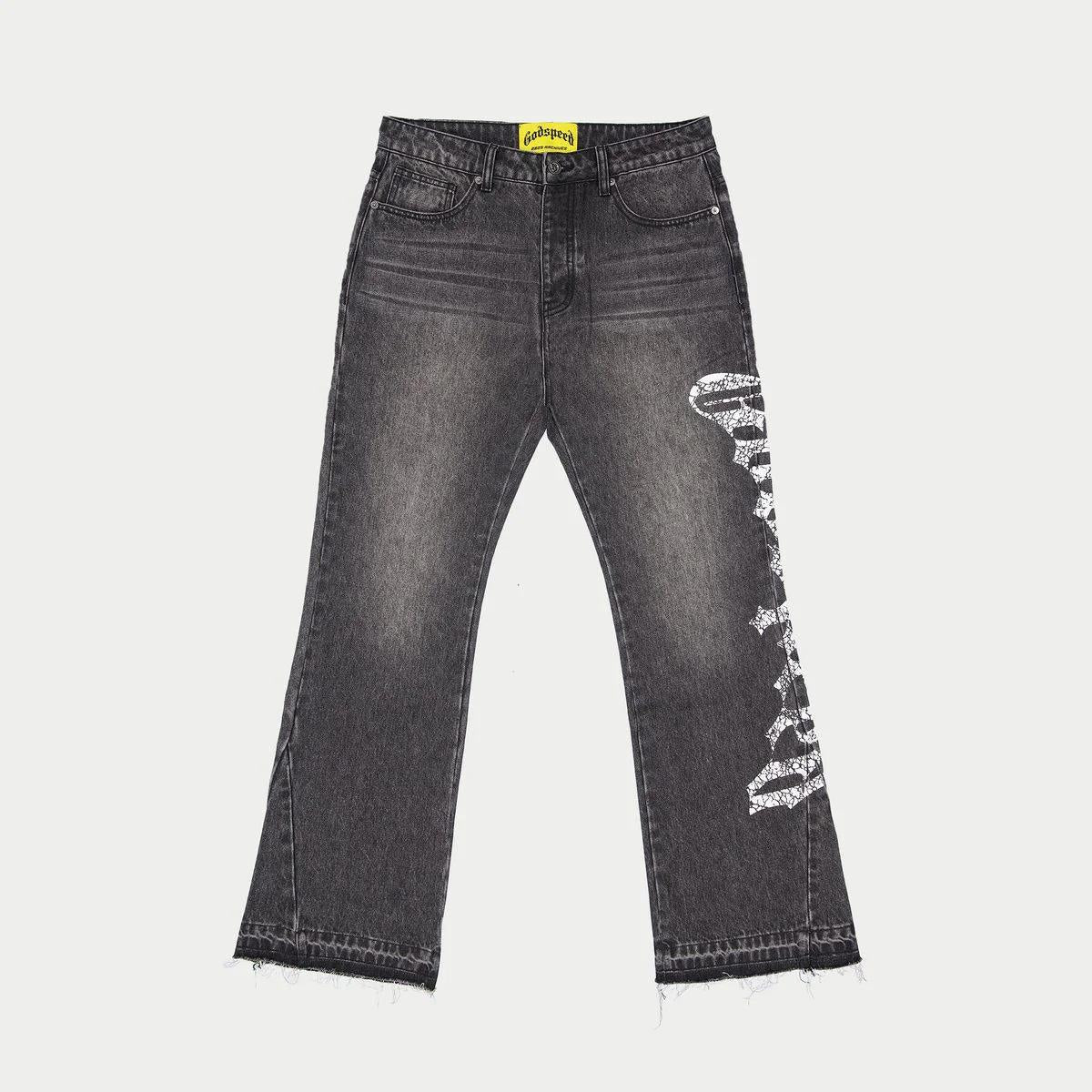 GODSPEED OG Logo Flared Denim Black White