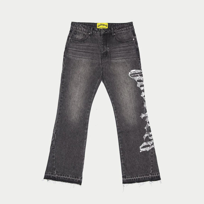 GODSPEED OG Logo Flared Denim Black White
