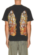 Who Decides War black Rhinestone Flame Glass Jersey Tee