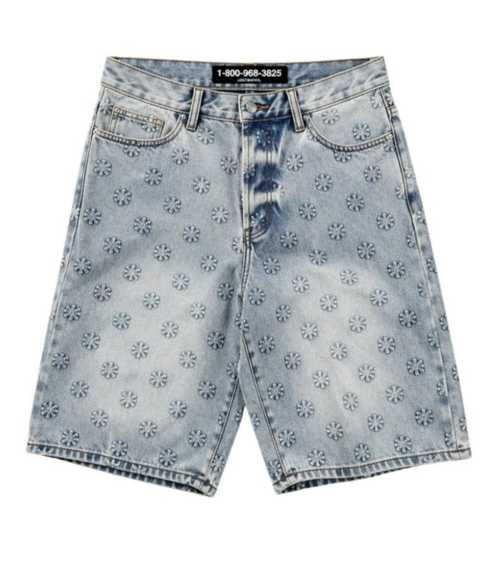 Lost Shdws Shorts Denim Embossed Blue