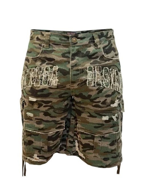 Bottega Desires Shorts Green Camo Cargo