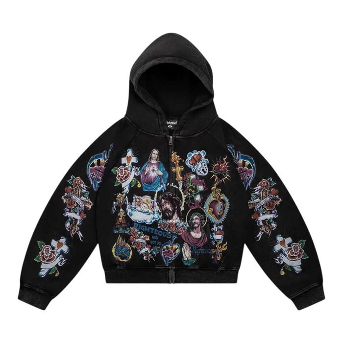 Righteous "Risen King" Black Hoodie Zip Up