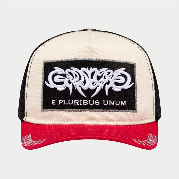 Godspeed Hat White Red GS E Pluribus Trucker