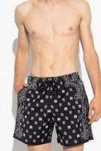 Amiri Swim Shorts Black Bandana Paisley
