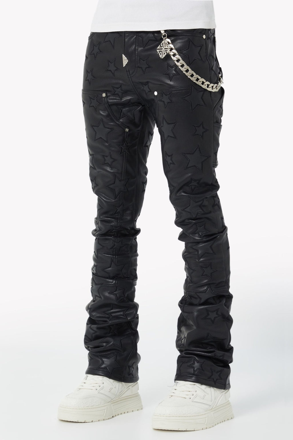 GUAPI JEANS Obsidian Black Stars Leather Pant