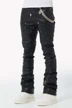 GUAPI JEANS Obsidian Black Stars Leather Pant