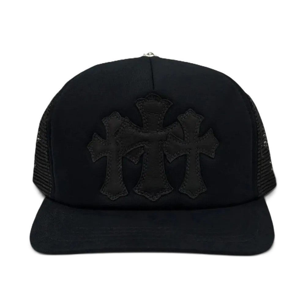 Chrome Hearts Black Cemetery Triple Cross Patch Trucker Hat